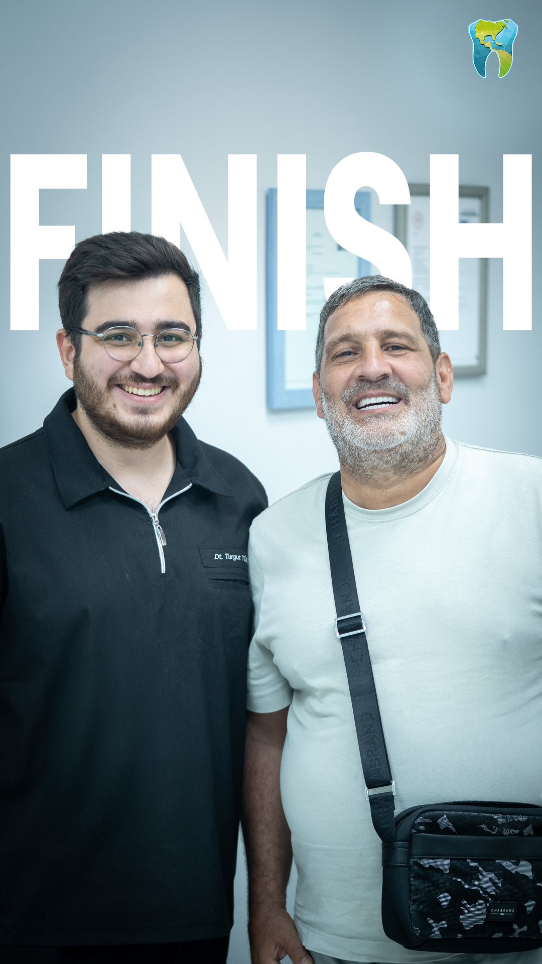 Dentist with a patient after treatment