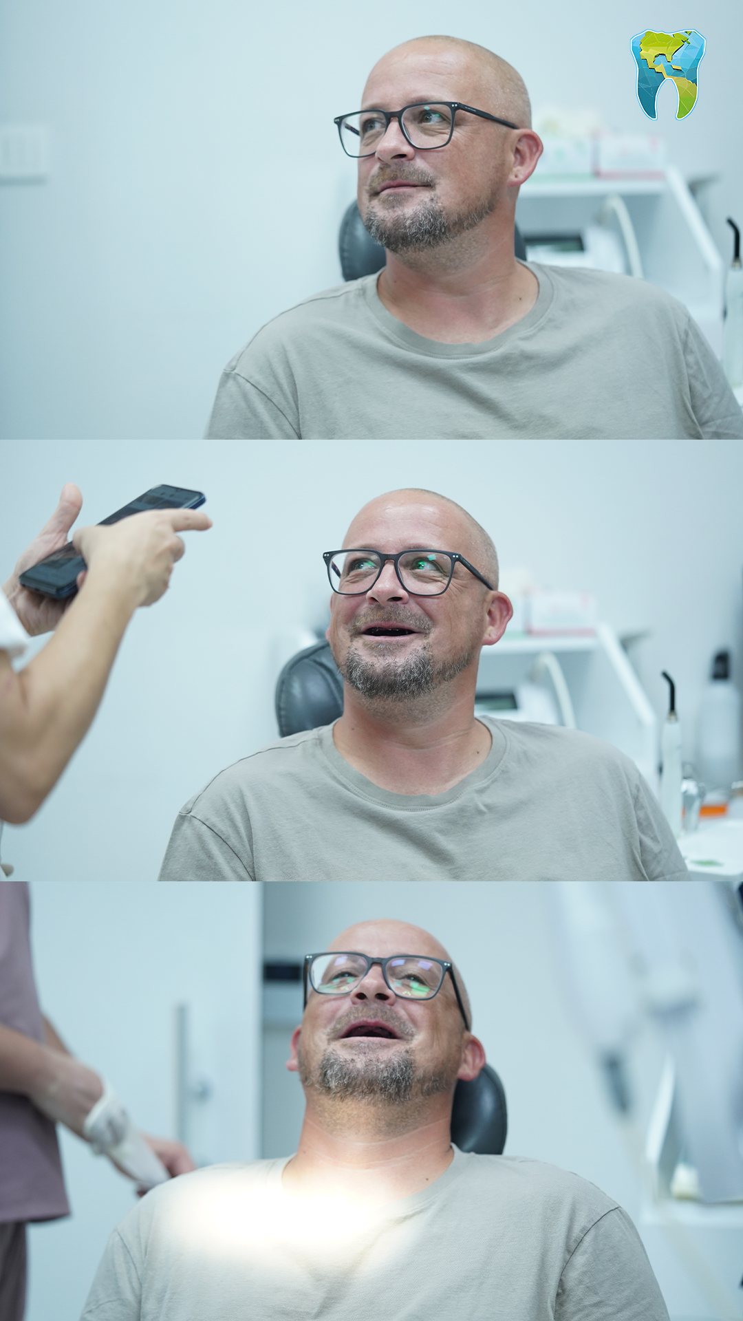 Patient seeing his new smile for the first time